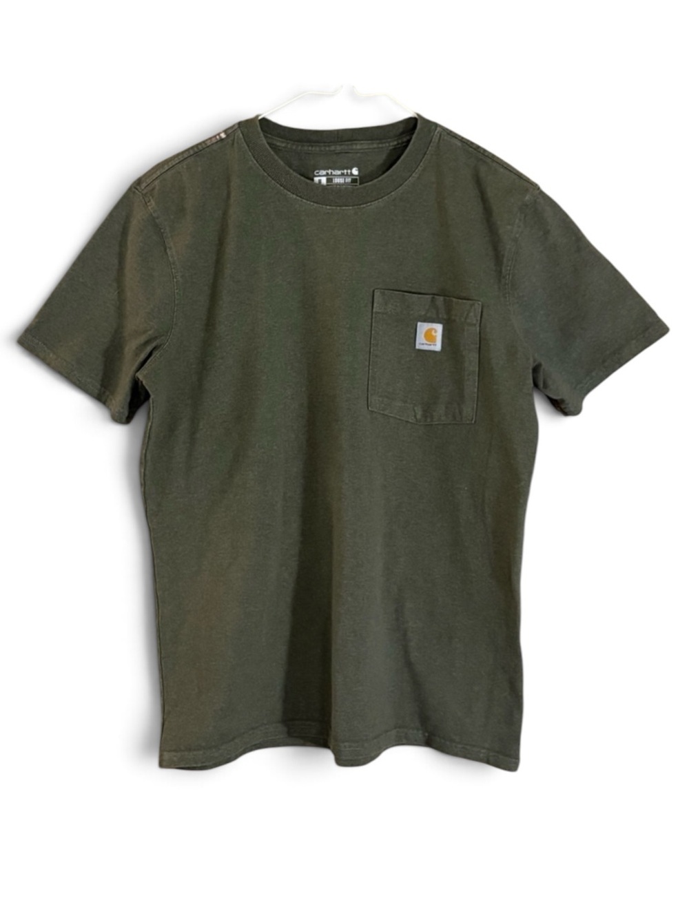 Carhartt Olive Loose Fit Crewneck Short Sleeve Pocket Tee